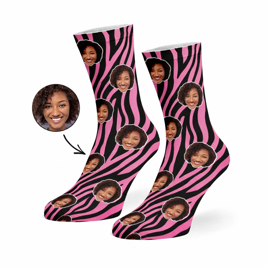 Zebra Print Face Custom Socks