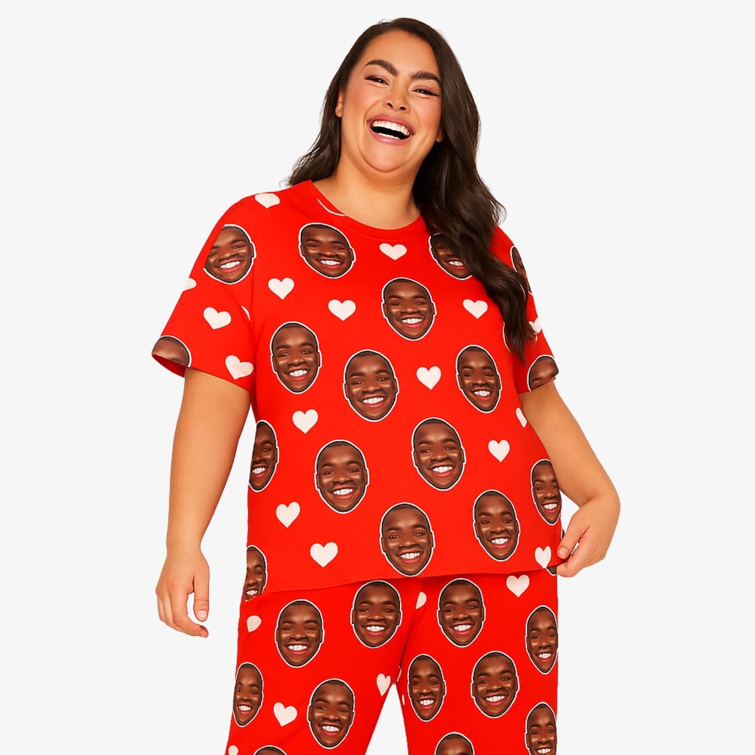 Women's White Hearts Custom Pajamas - Pants Set