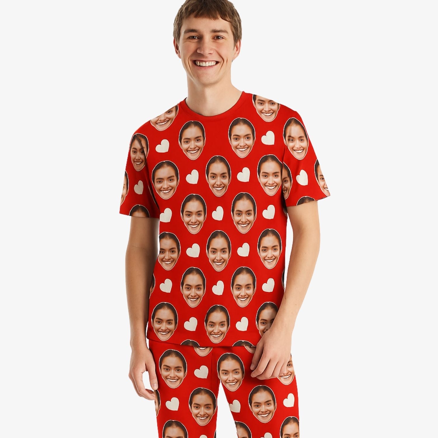 Men's White Hearts Custom Pajamas