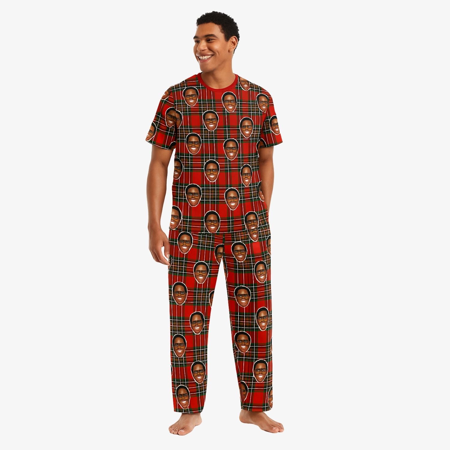 Men's Red Tartan Custom Pajamas - Pants Set