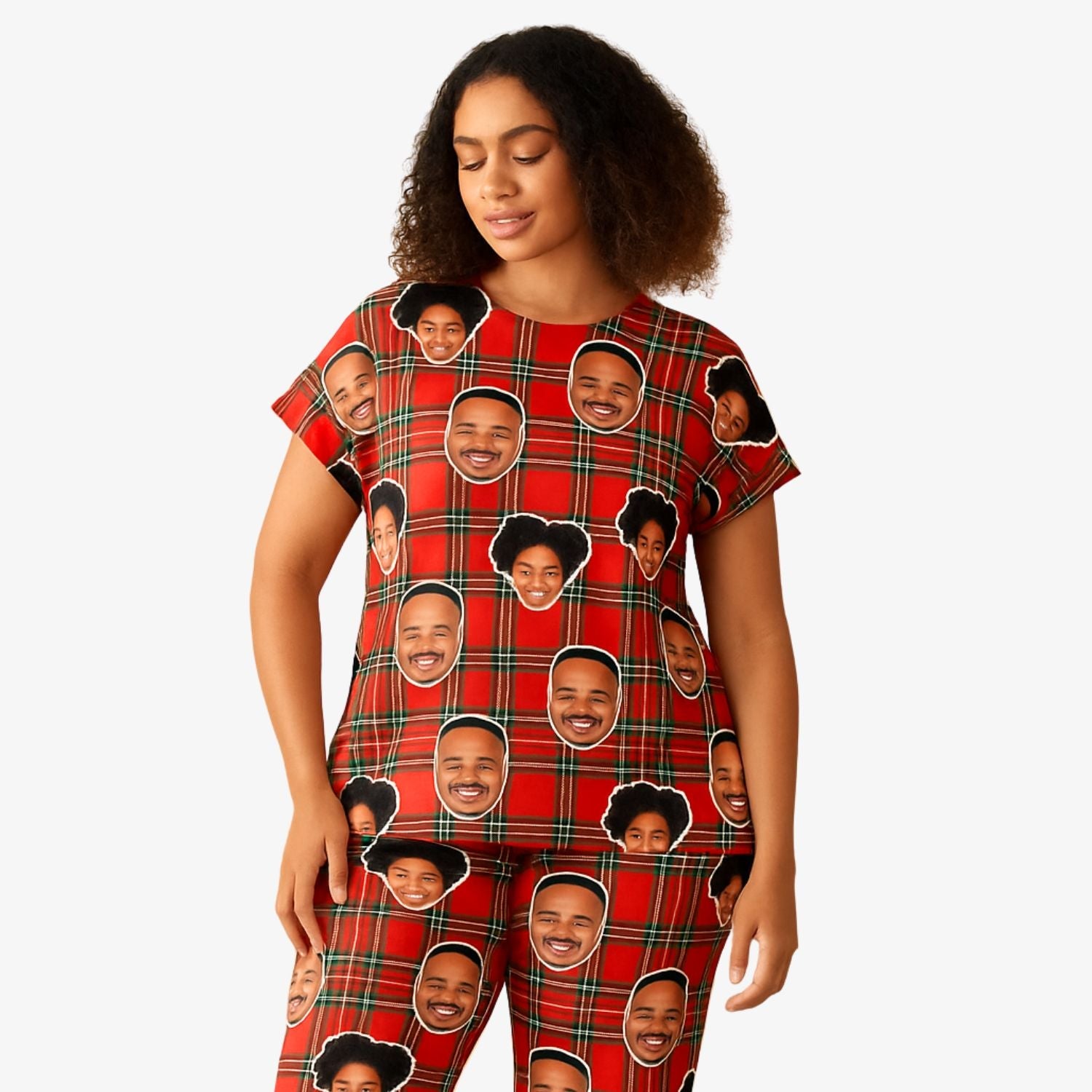 Women's Red Tartan Custom Pajamas - Pants Set