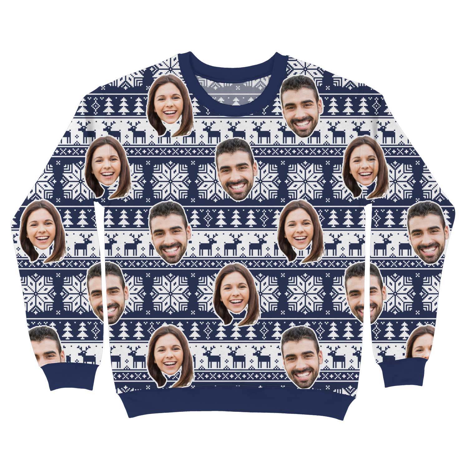 Your Face Nordic Navy Personalized Christmas Jumper