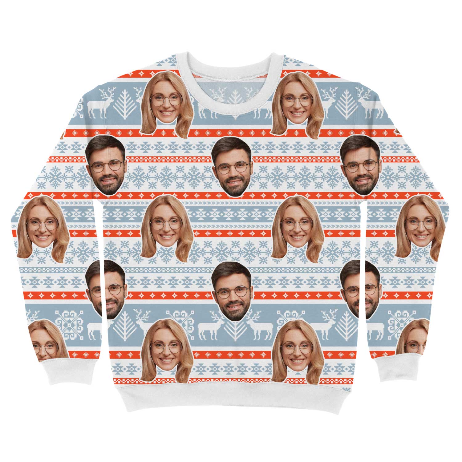 Your Face Nordic Reindeer Personalized Christmas Sweater