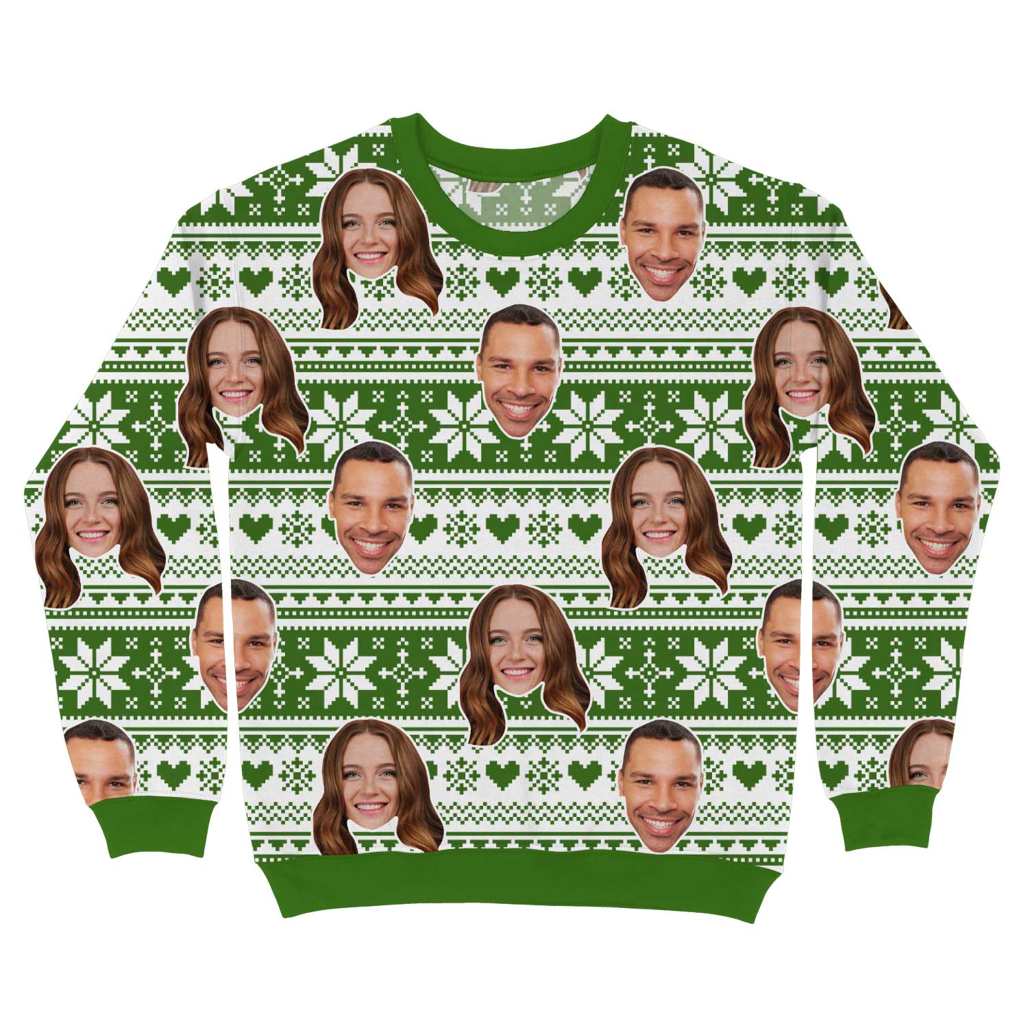 Your Face Nordic Snowflakes & Hearts Personalized Christmas Jumper