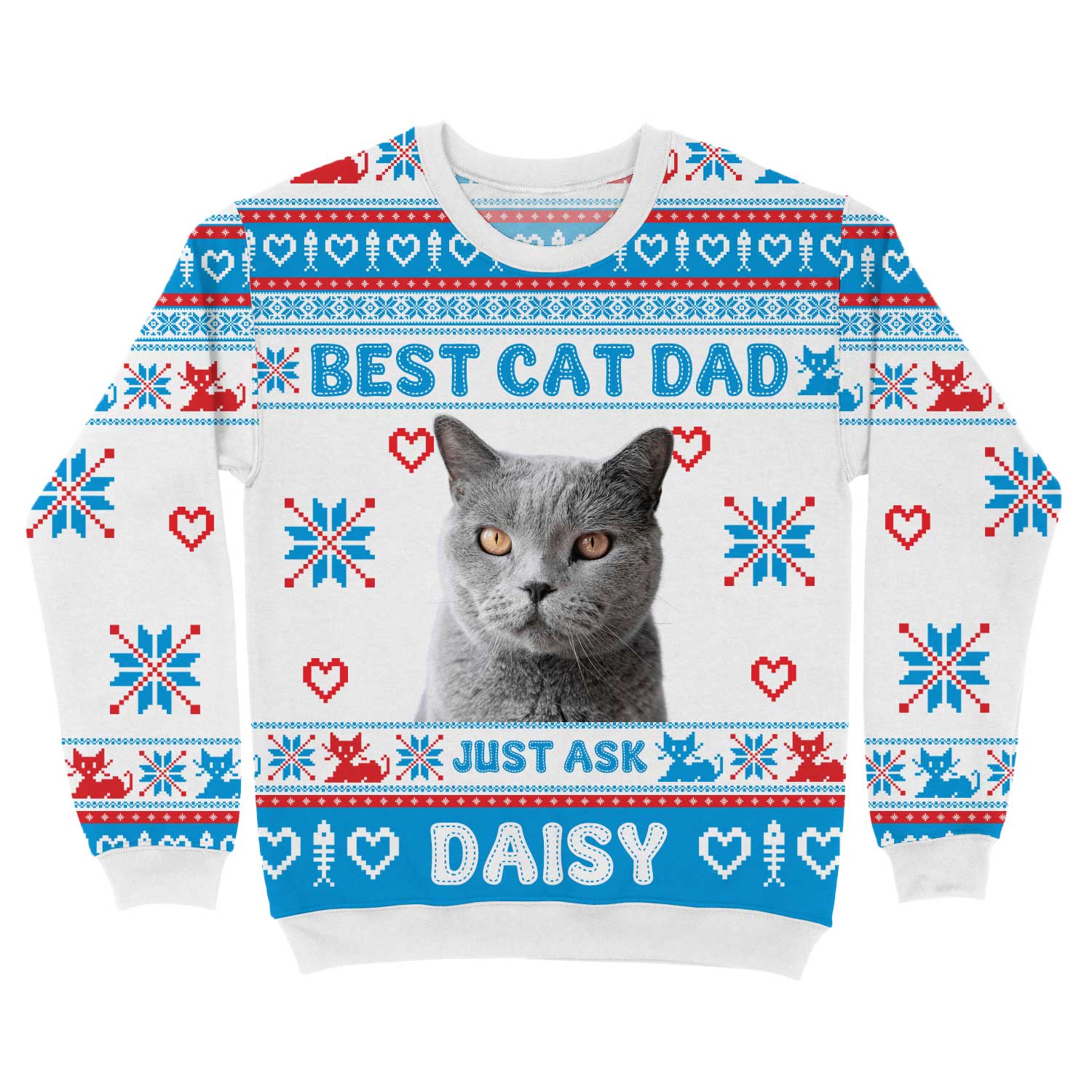 The Best Cat Dad Personalized Christmas Jumper