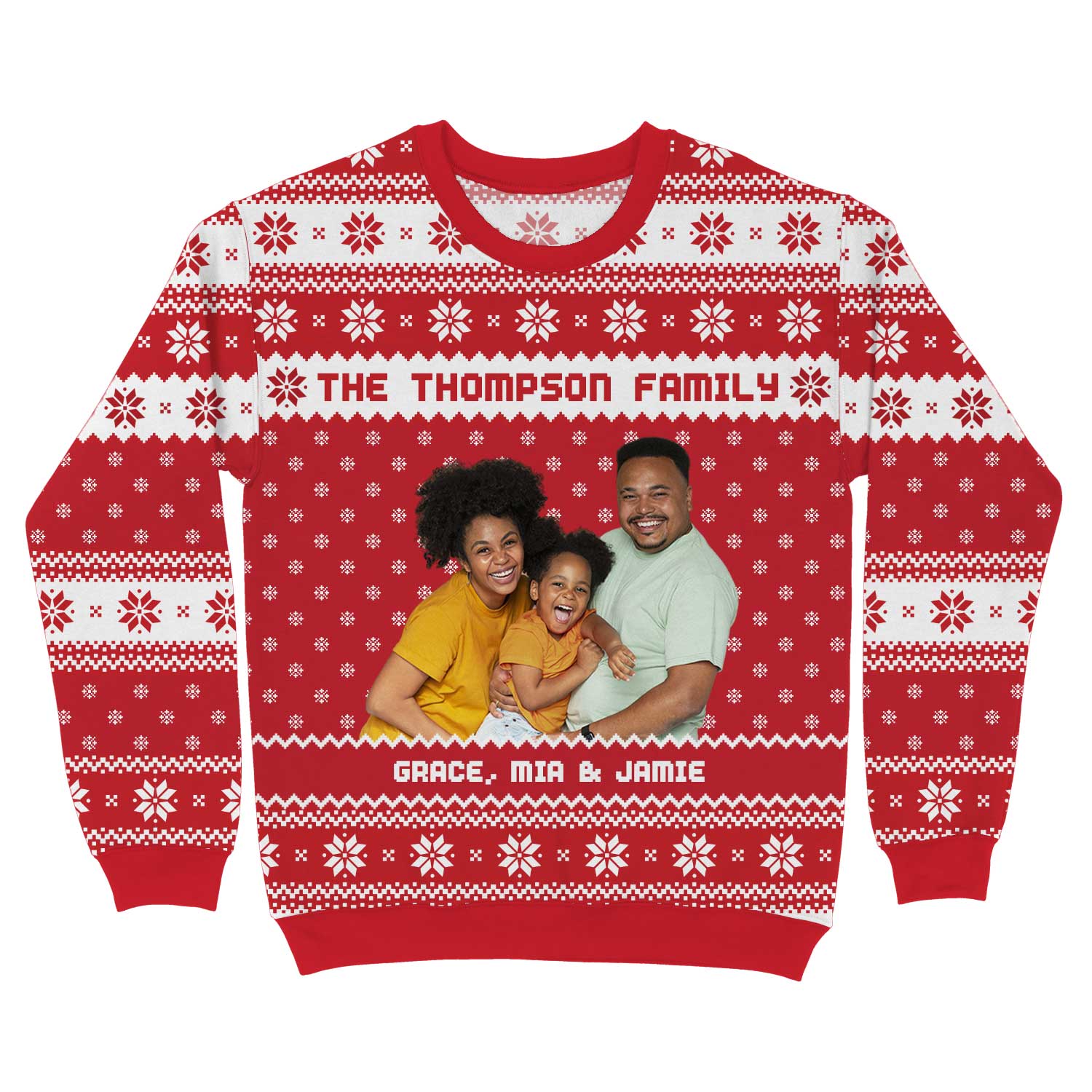 Your Family Name & Names Personalized Christmas Jumper