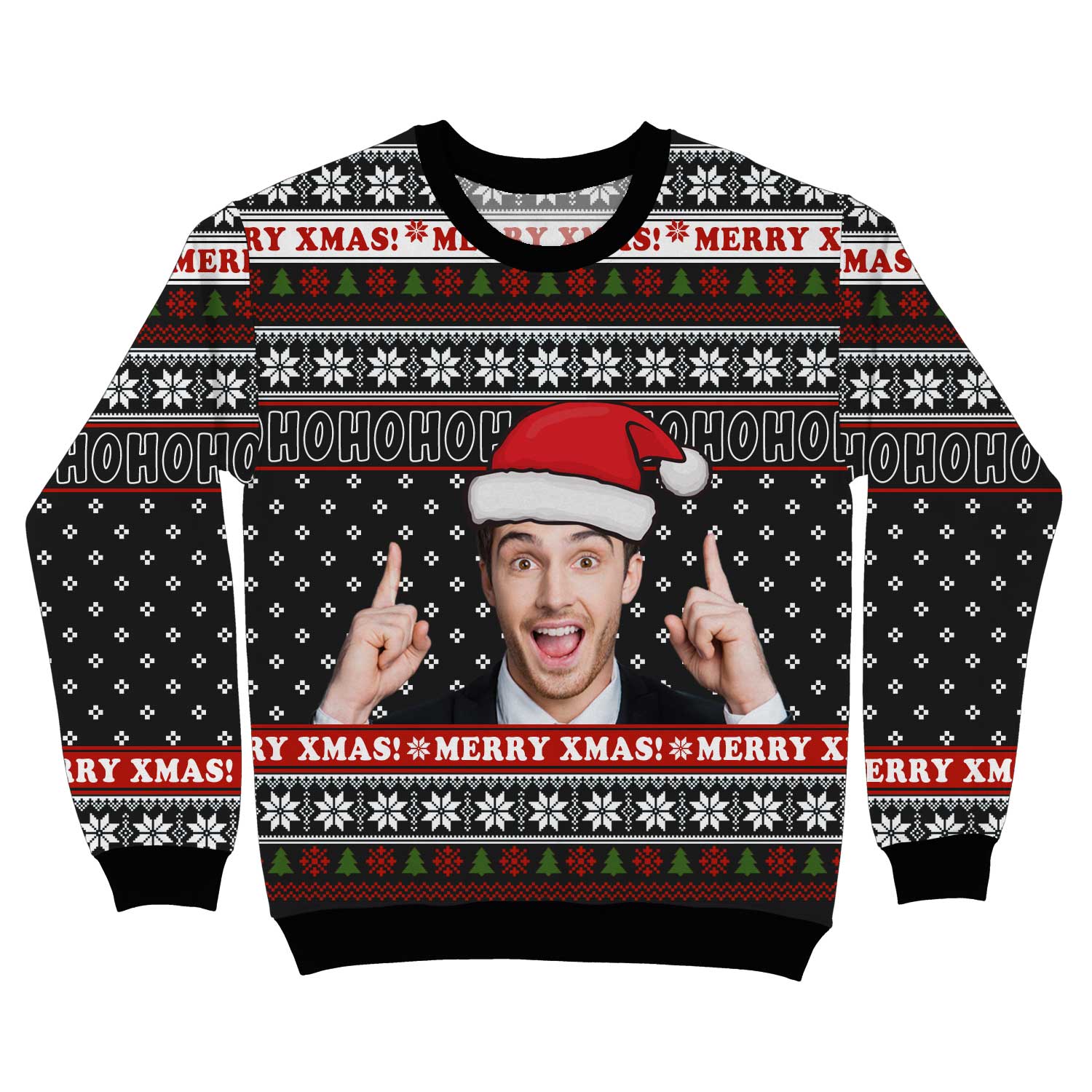 Merry Xmas HO HO HO Photo Personalized Christmas Sweatshirt