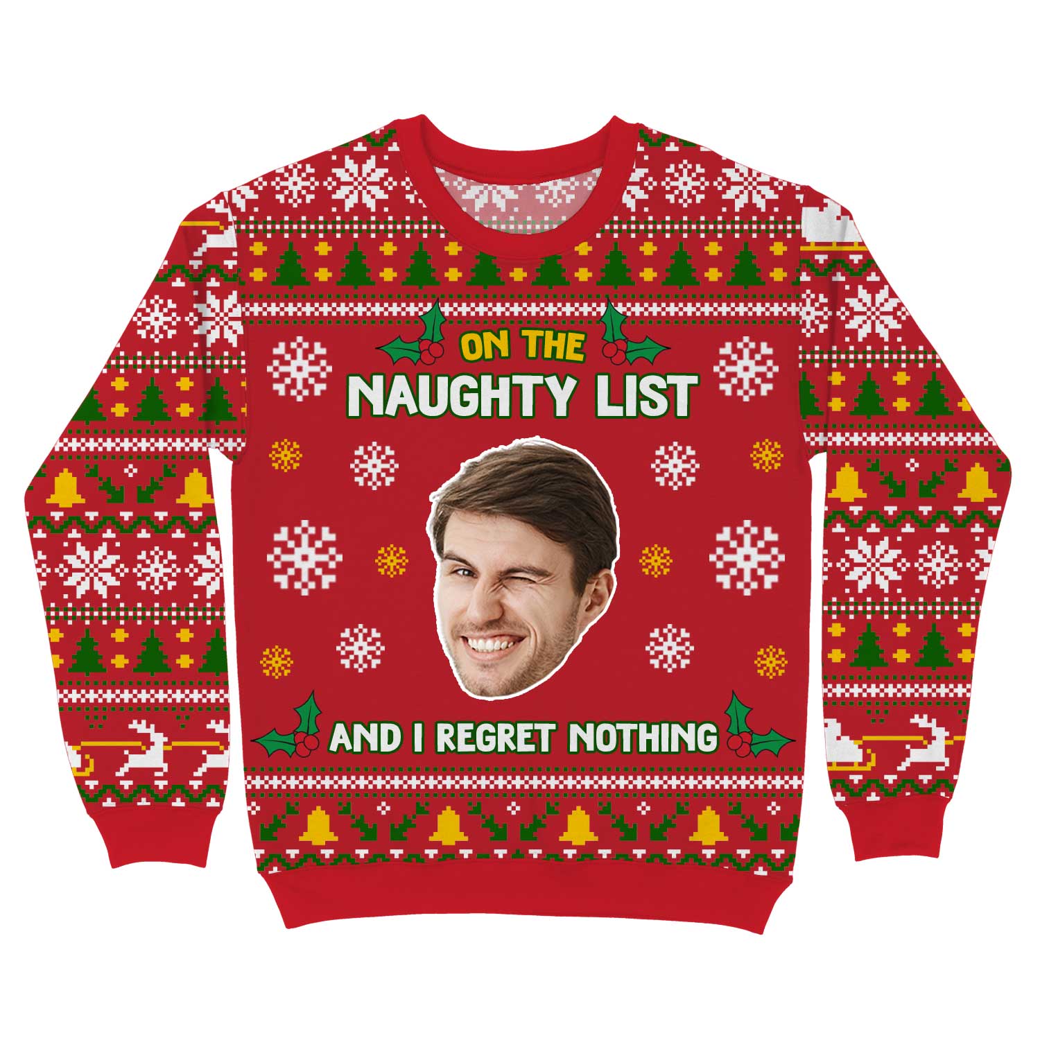 On The Naughty List Personalized Christmas Jumper