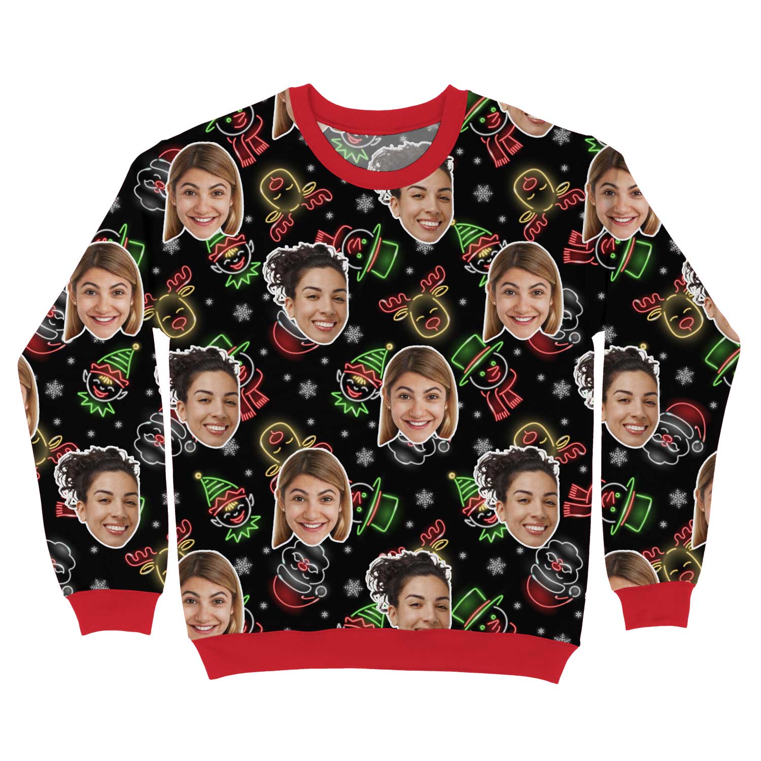 Neon Lights Personalized Ugly Christmas Jumper