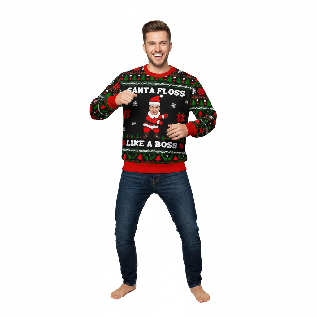 Santa Floss Like A Boss Personalized Christmas Sweater