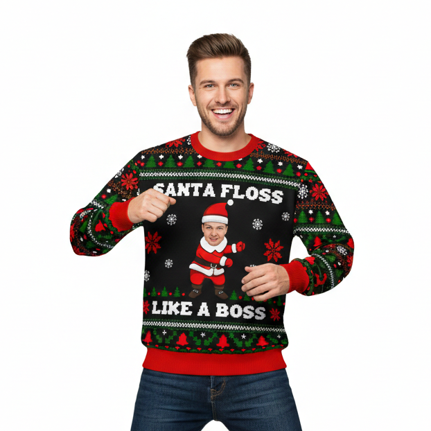 Santa Floss Like A Boss Personalized Christmas Sweater