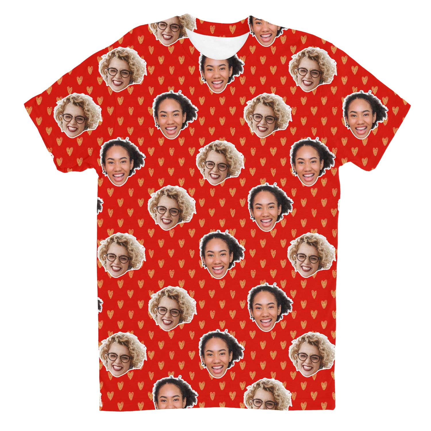 Gold Hearts Custom Face T-Shirt