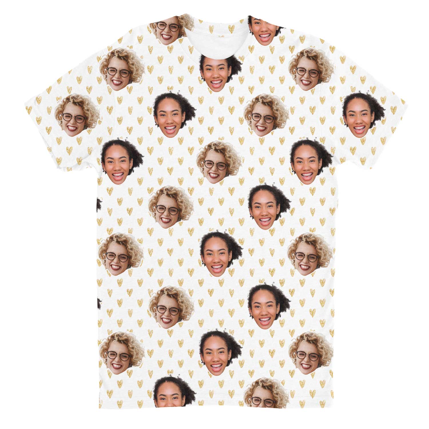 Gold Hearts Custom Face T-Shirt
