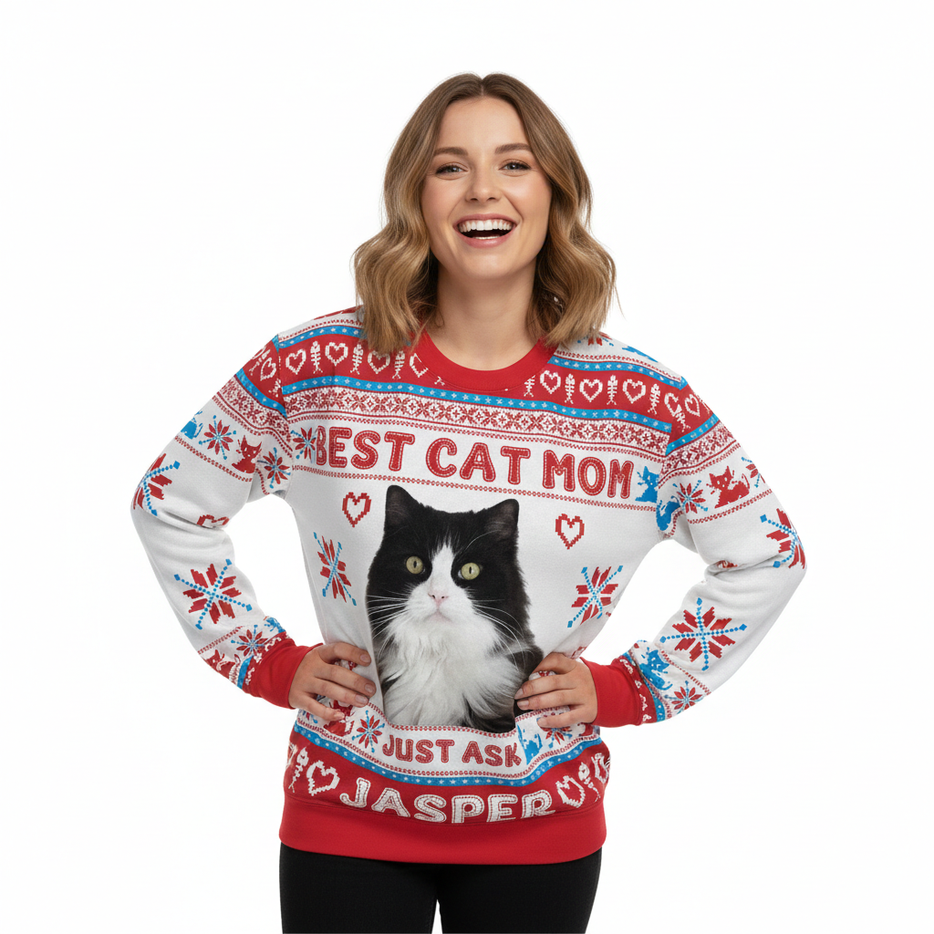 The Best Cat Mom Personalized Christmas Sweater
