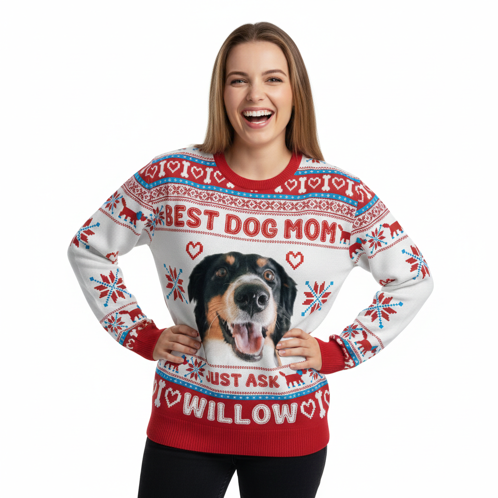 The Best Dog Mom Personalized Christmas Sweater