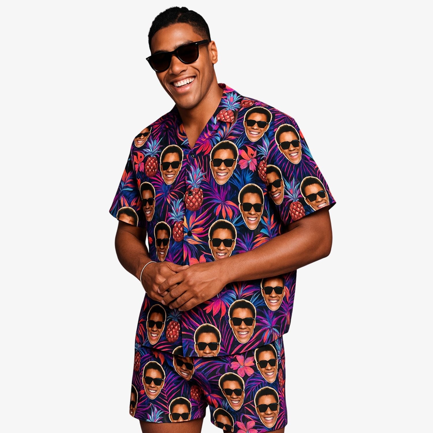 Funky Pineapples Personalized Hawaiian Shirt Shorts Set