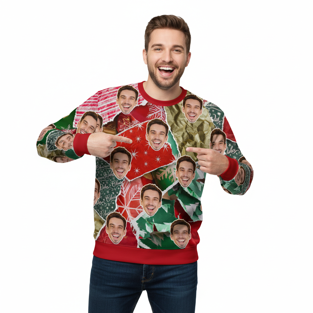 Ugly Scrappy Wrap Personalized Christmas Sweater
