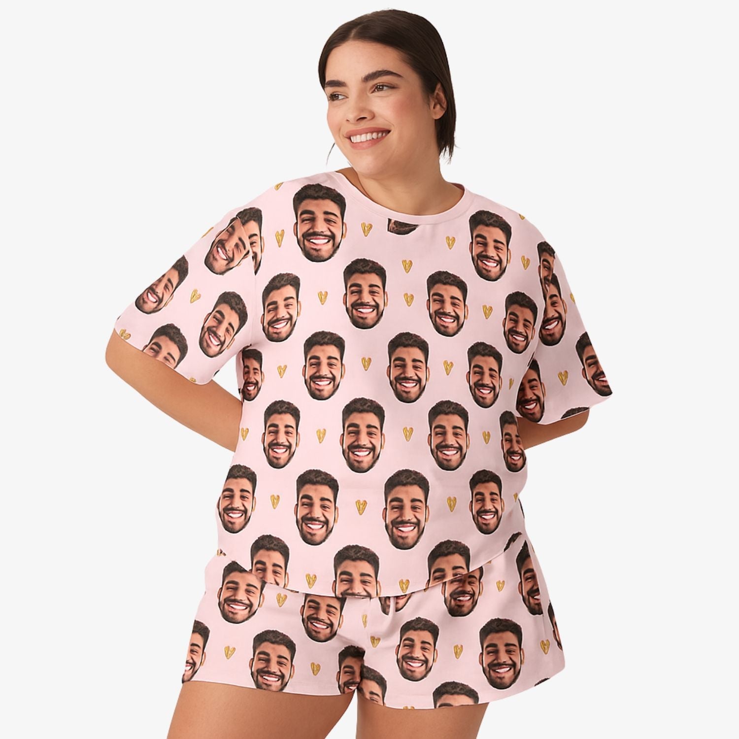 Women's Gold Hearts Custom PJs - Shorts Set