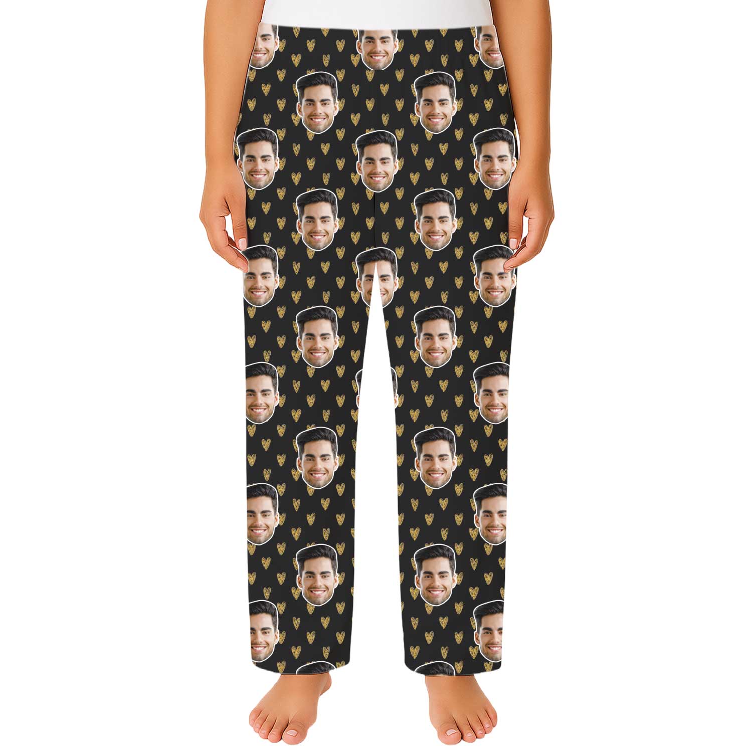 Gold Hearts Custom Face Women's PJ Pants