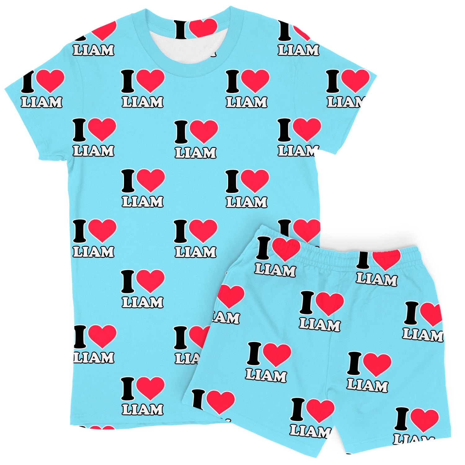 Women's I Heart Name Custom PJs - Shorts Set