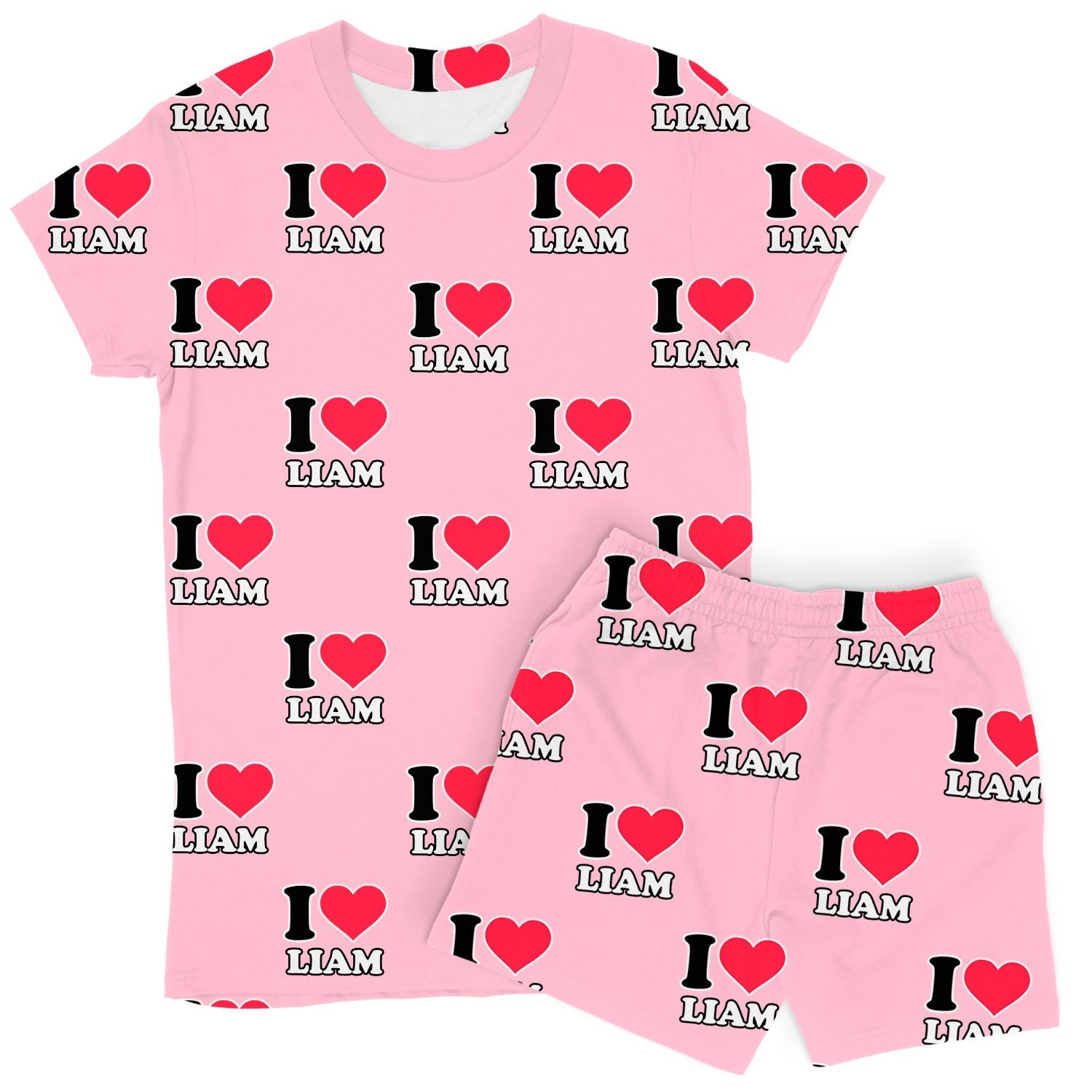 Women's I Heart Name Custom PJs - Shorts Set