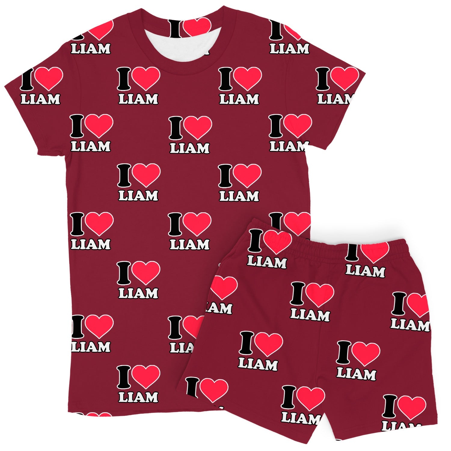 Women's I Heart Name Custom PJs - Shorts Set