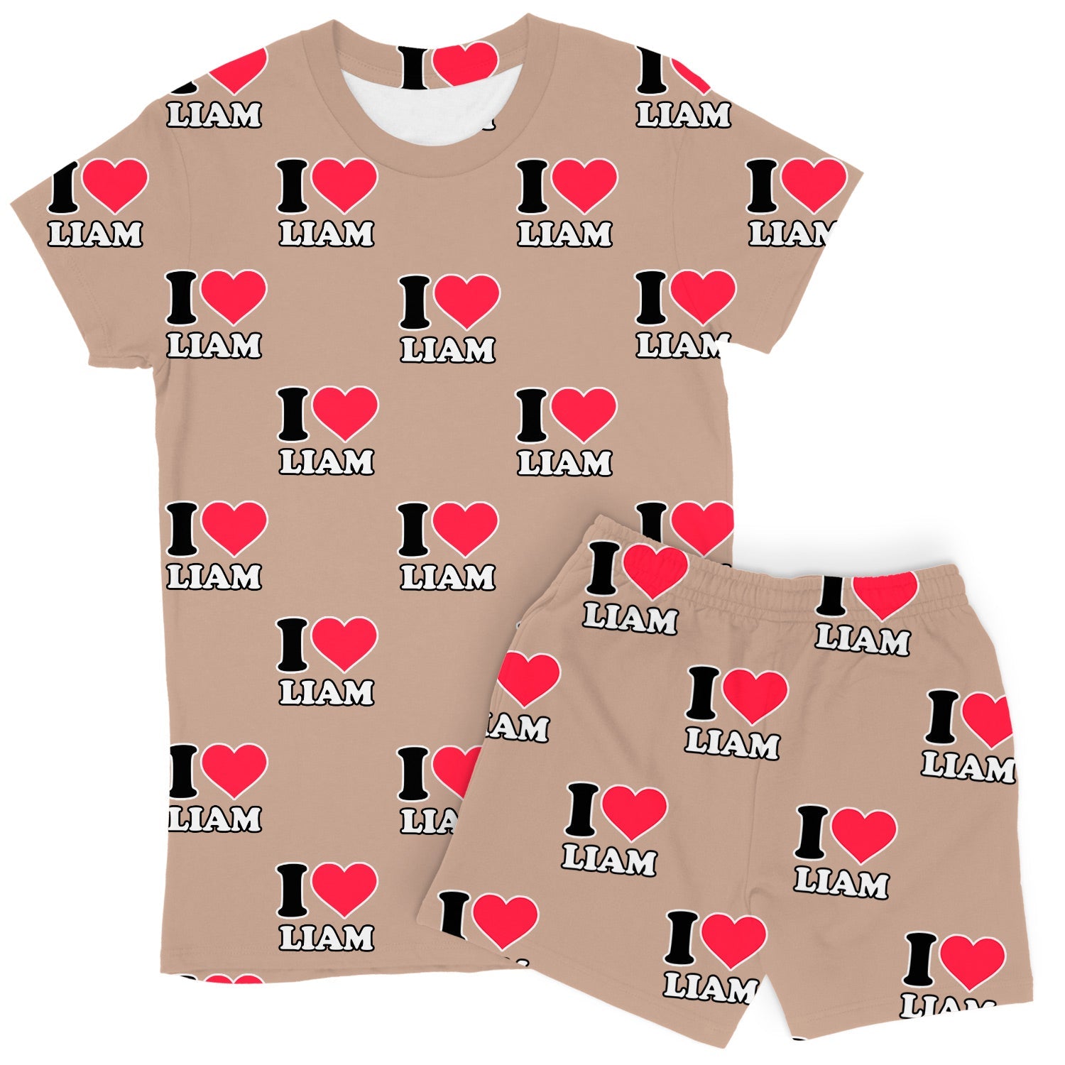 Women's I Heart Name Custom PJs - Shorts Set
