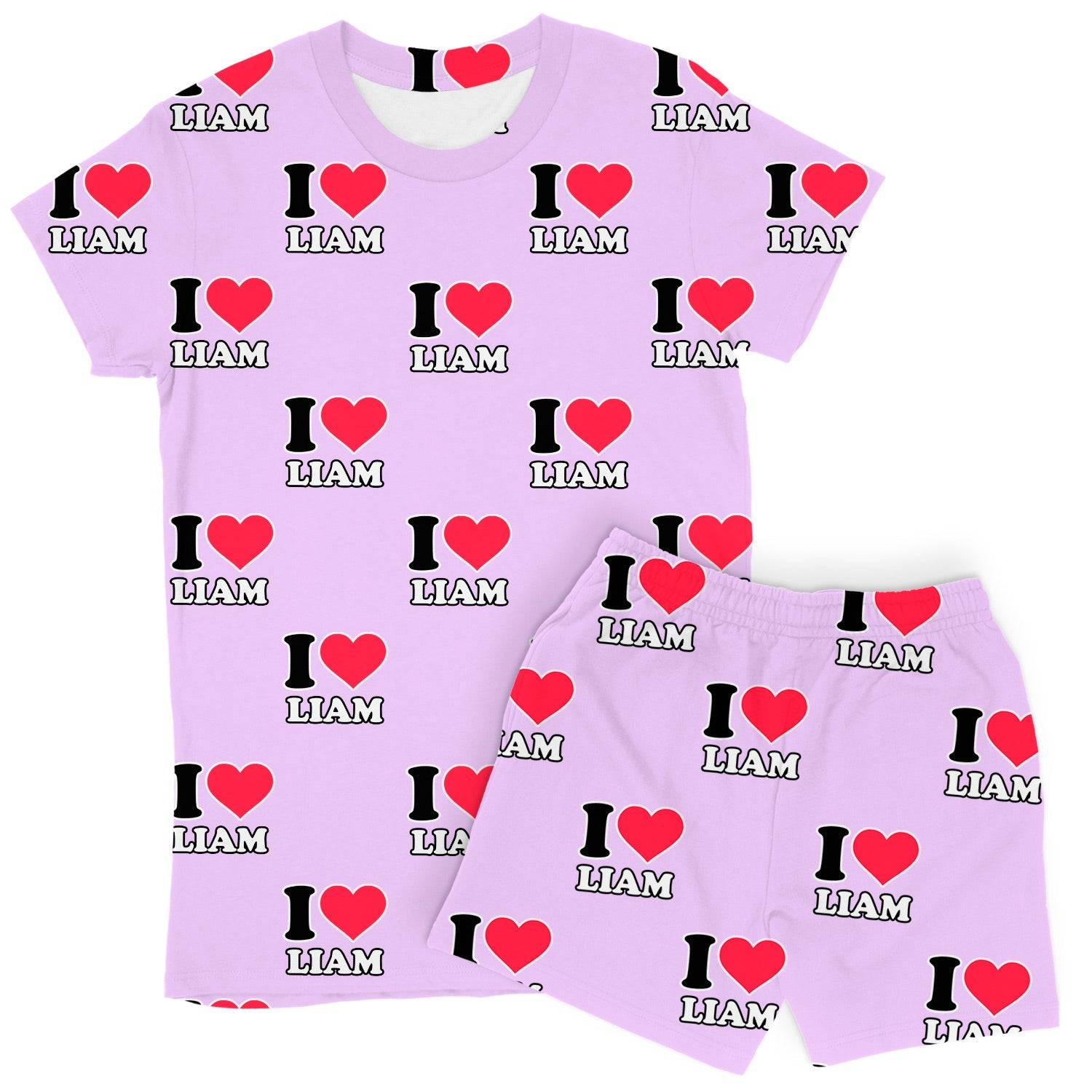 Women's I Heart Name Custom PJs - Shorts Set