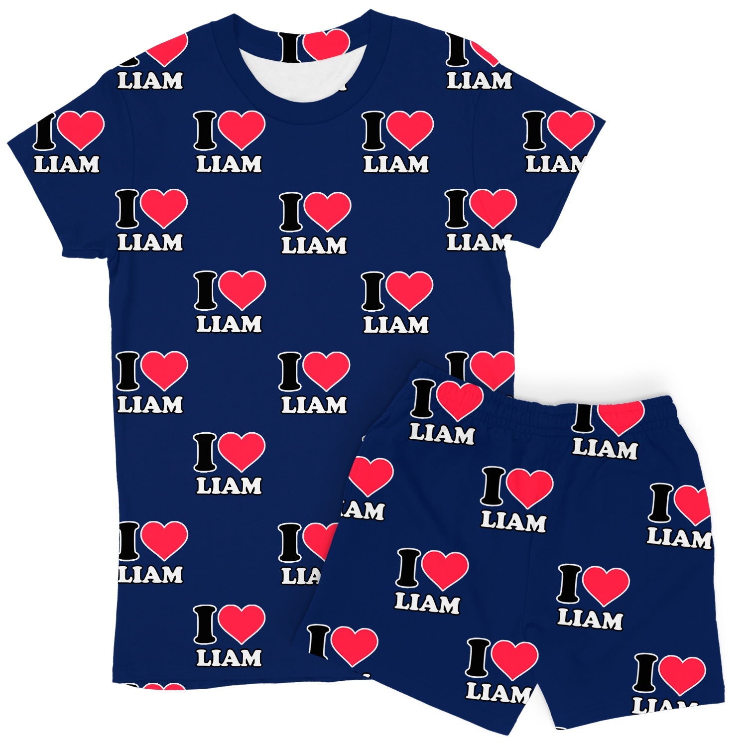 Women's I Heart Name Custom PJs - Shorts Set