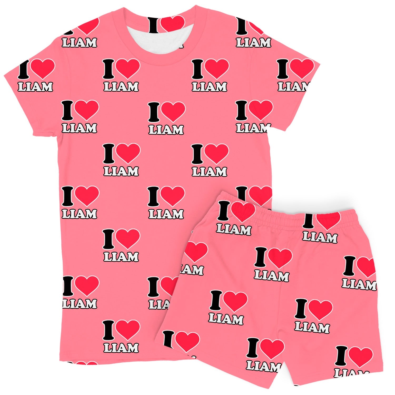 Women's I Heart Name Custom PJs - Shorts Set