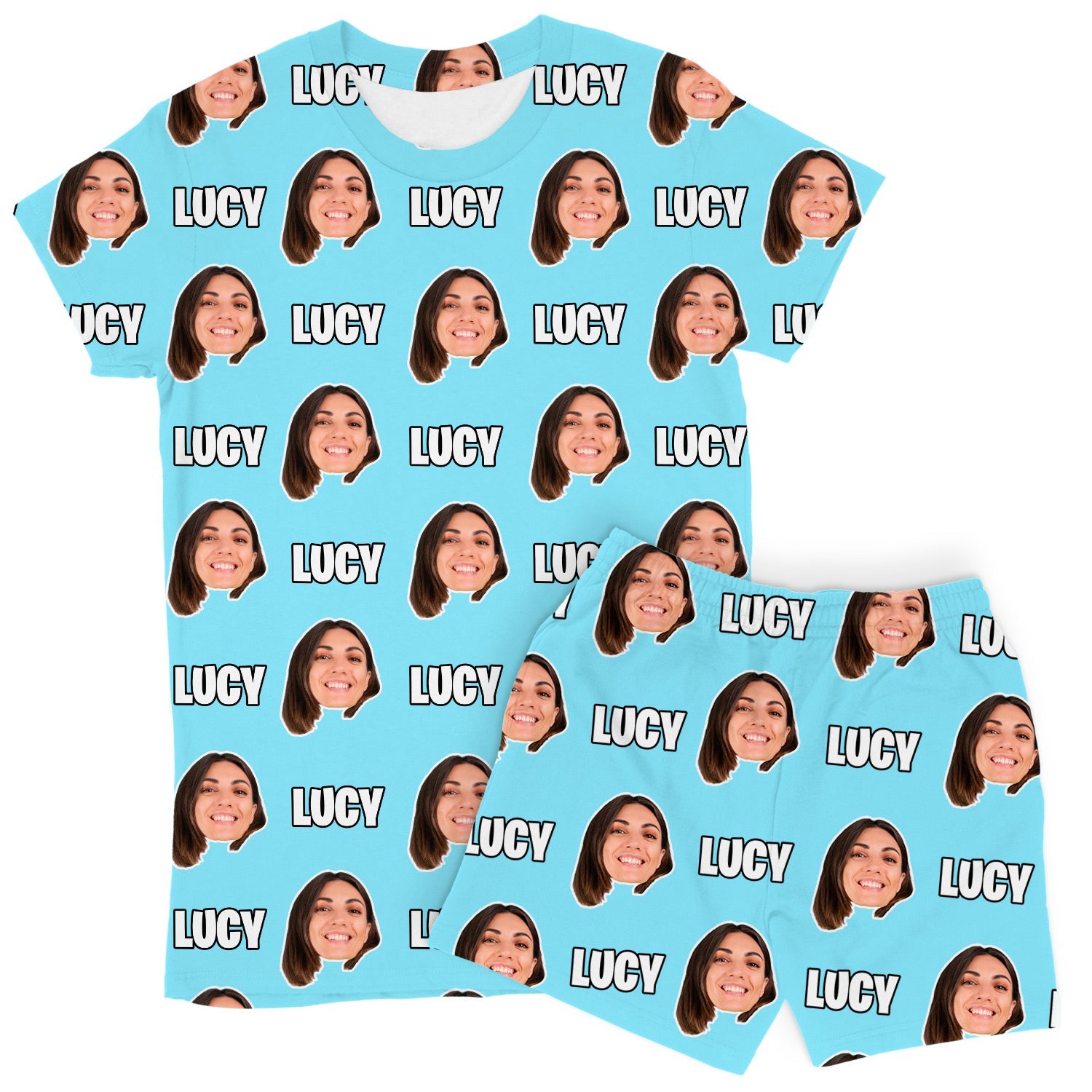 Women's Face & Name Custom PJs - Shorts Set