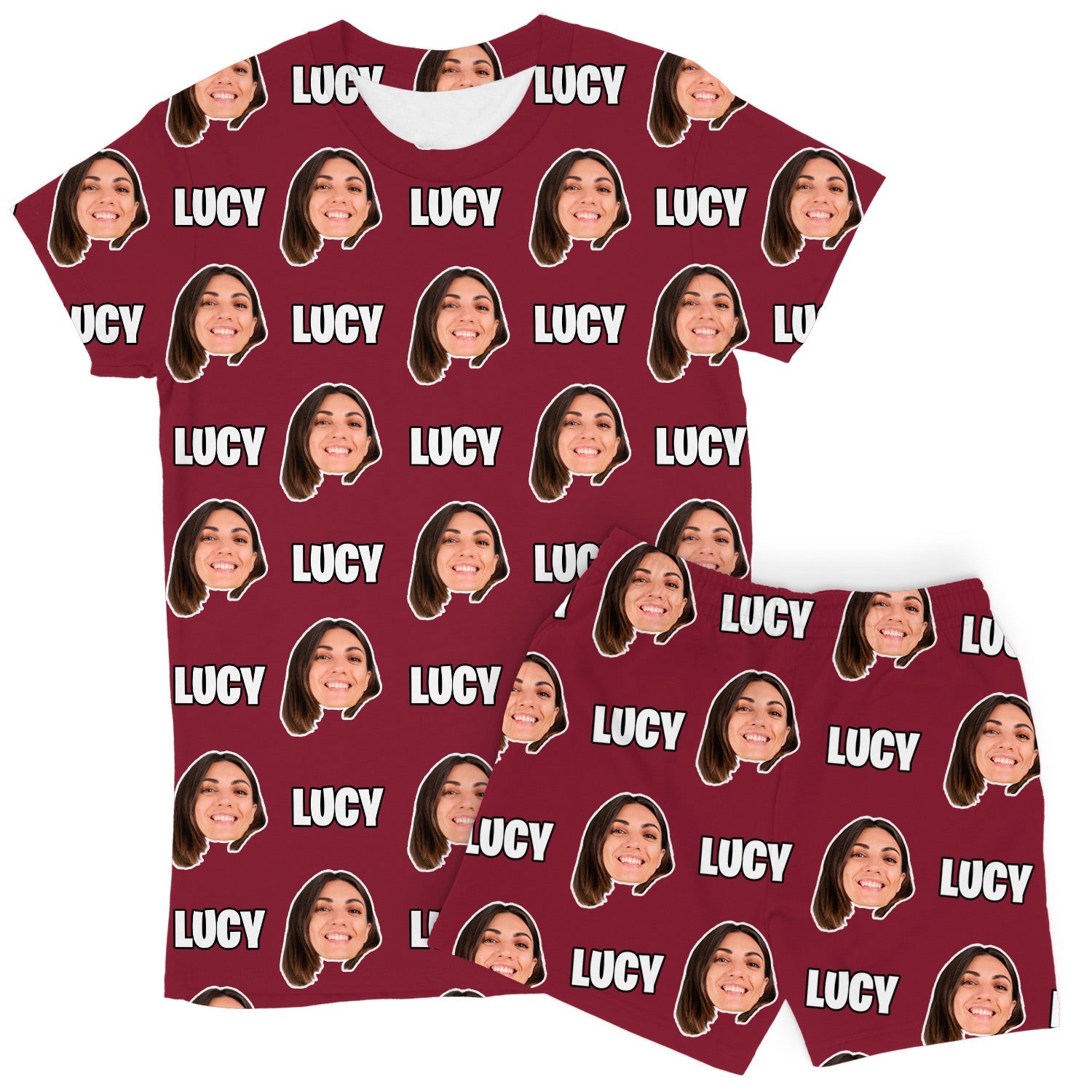 Women's Face & Name Custom PJs - Shorts Set