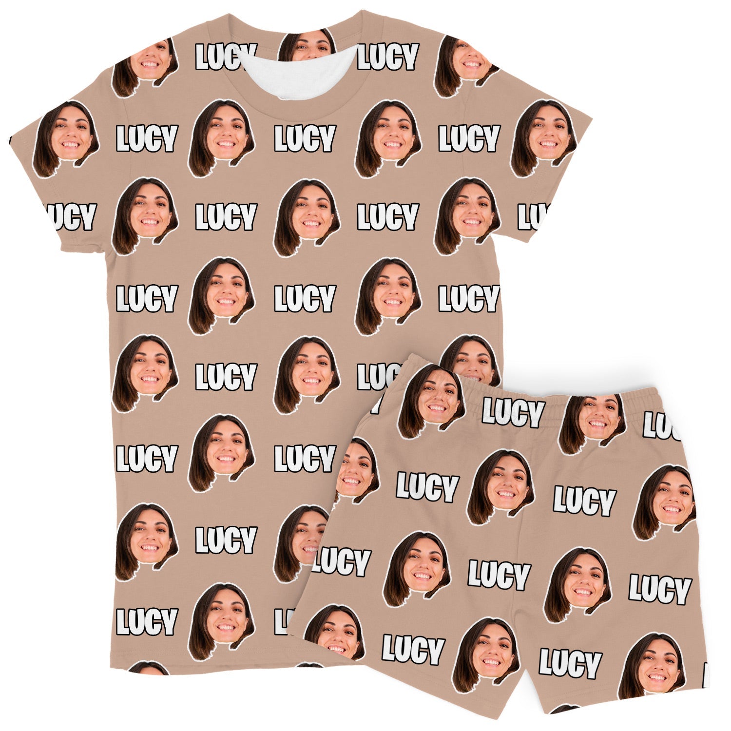 Women's Face & Name Custom PJs - Shorts Set