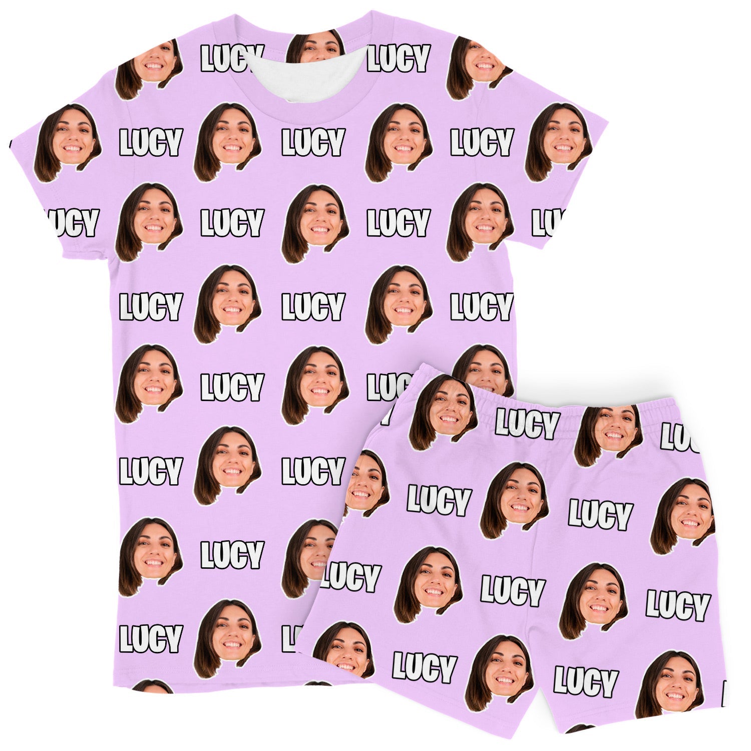 Women's Face & Name Custom PJs - Shorts Set