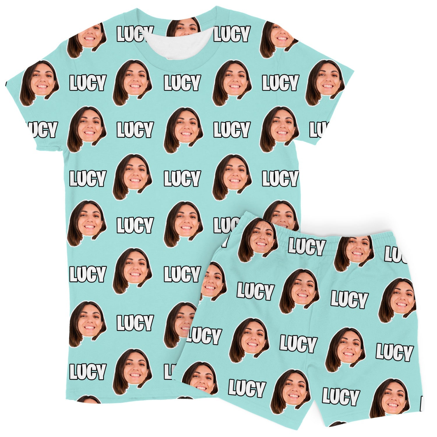 Women's Face & Name Custom PJs - Shorts Set