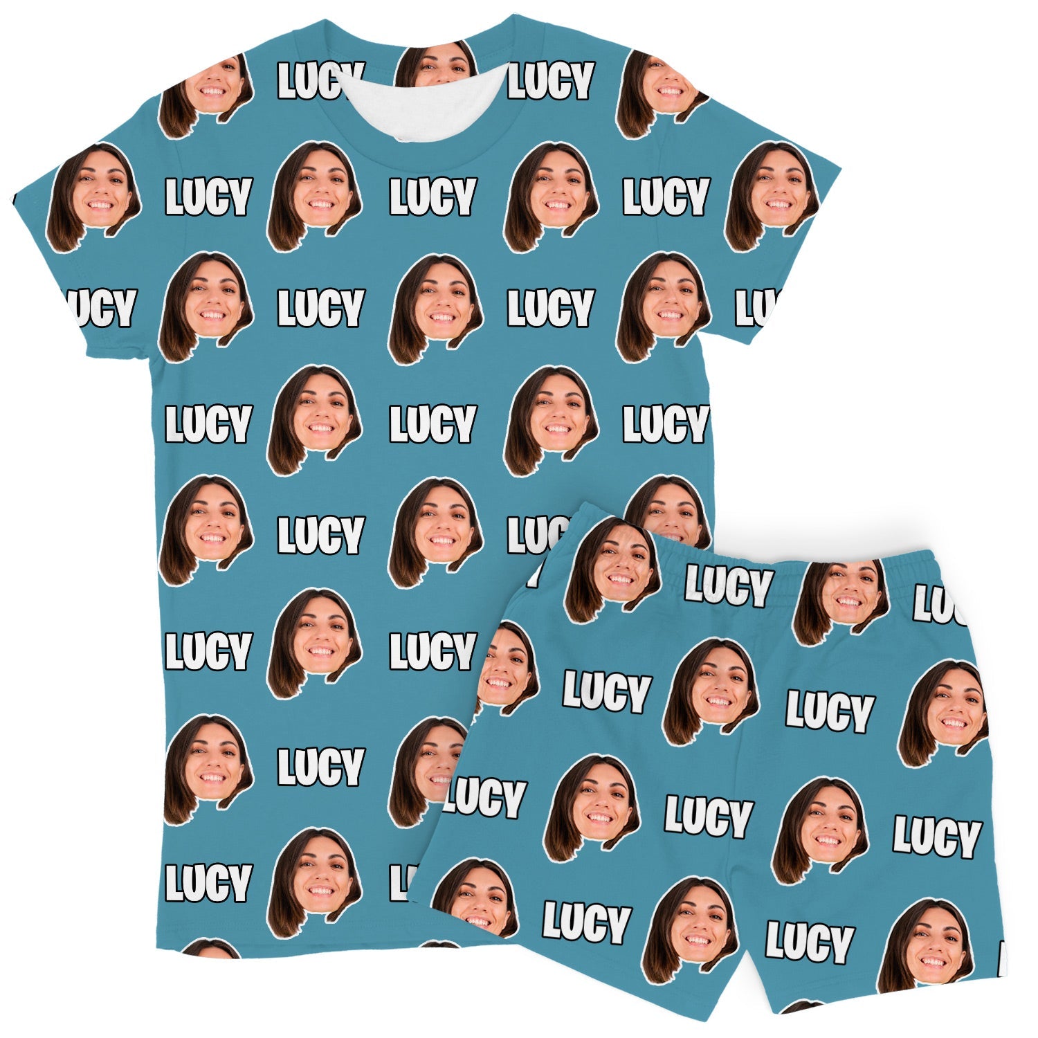 Women's Face & Name Custom PJs - Shorts Set
