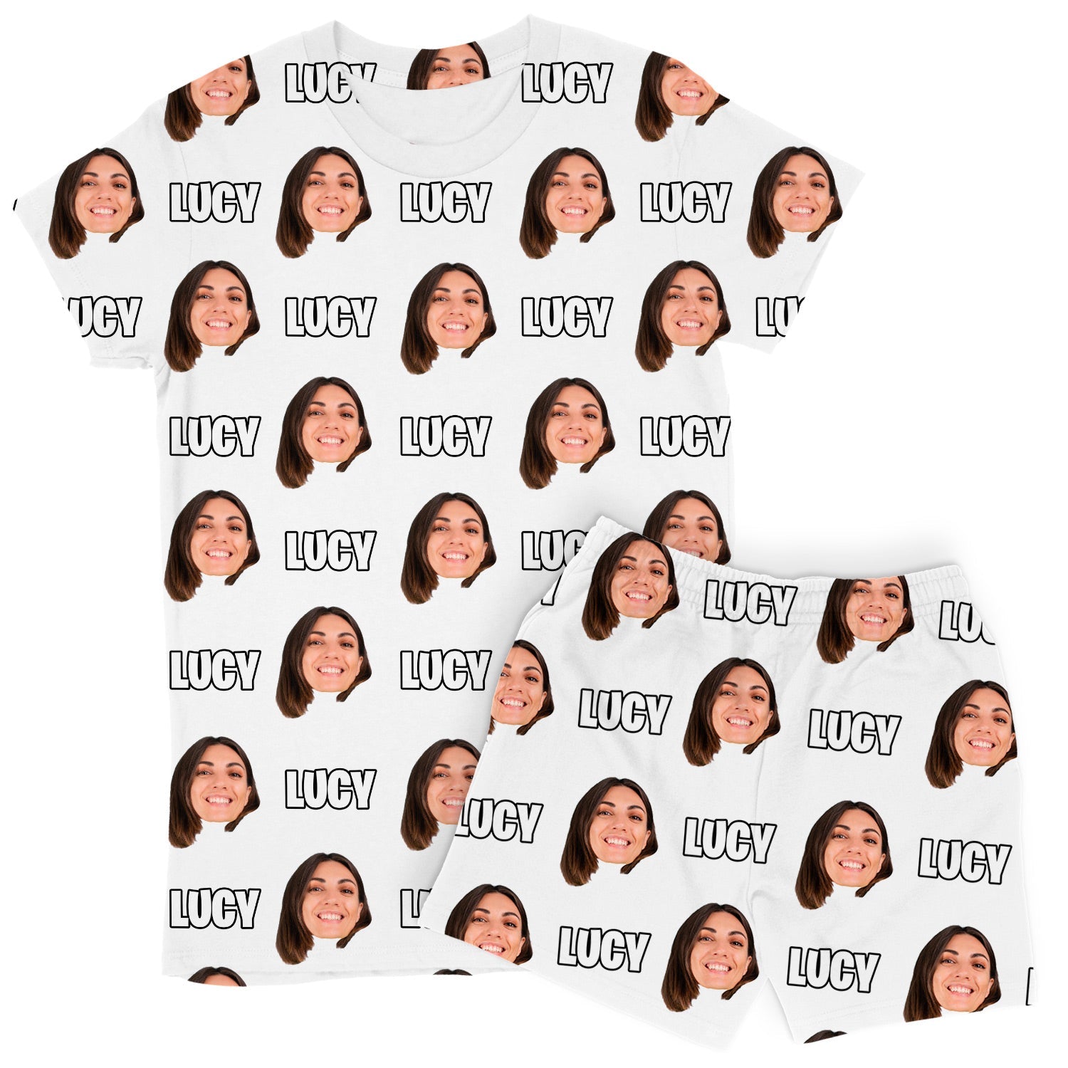 Women's Face & Name Custom PJs - Shorts Set