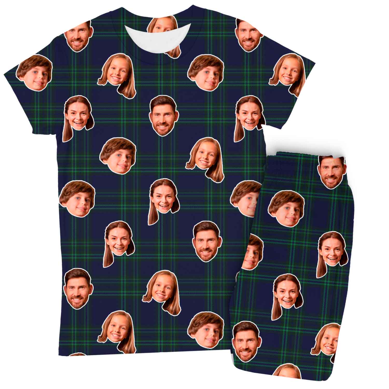 Navy Tartan Custom Women's PJ Pants Set