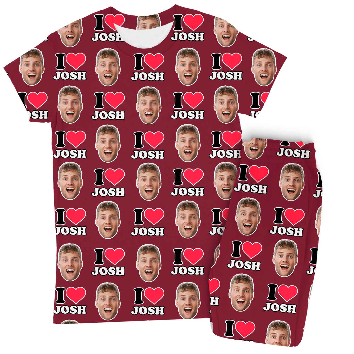 Women's I Heart Name & Face Custom Pajamas - Pants Set