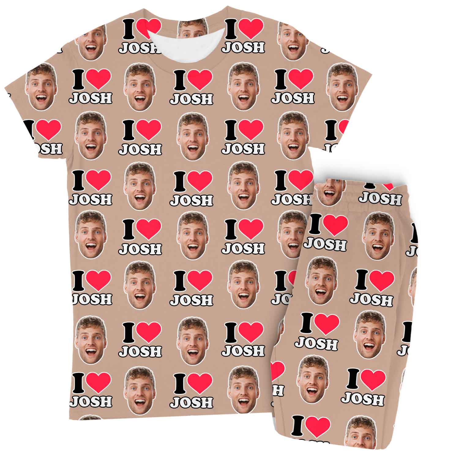 Women's I Heart Name & Face Custom Pajamas - Pants Set