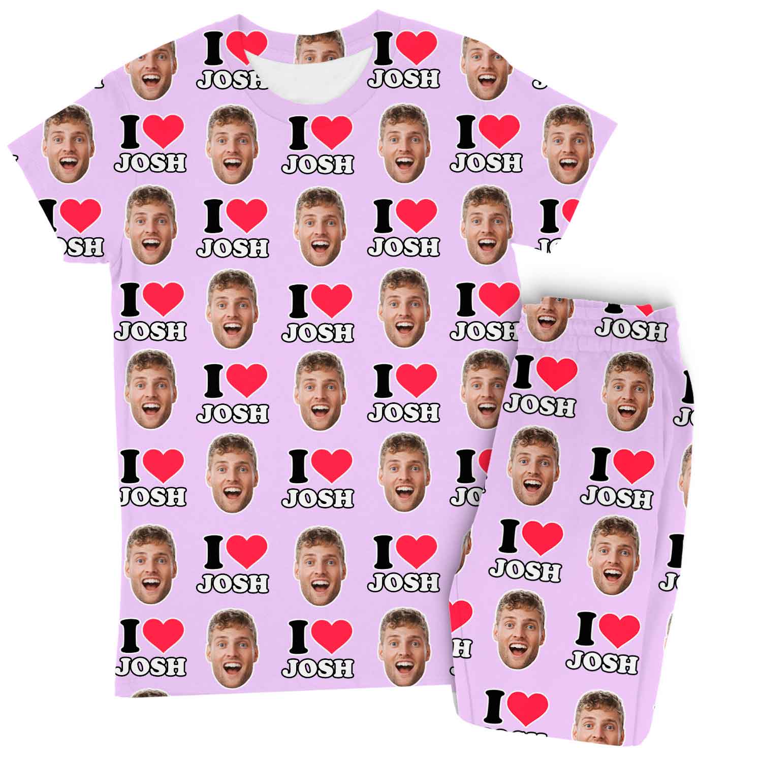 Women's I Heart Name & Face Custom Pajamas - Pants Set