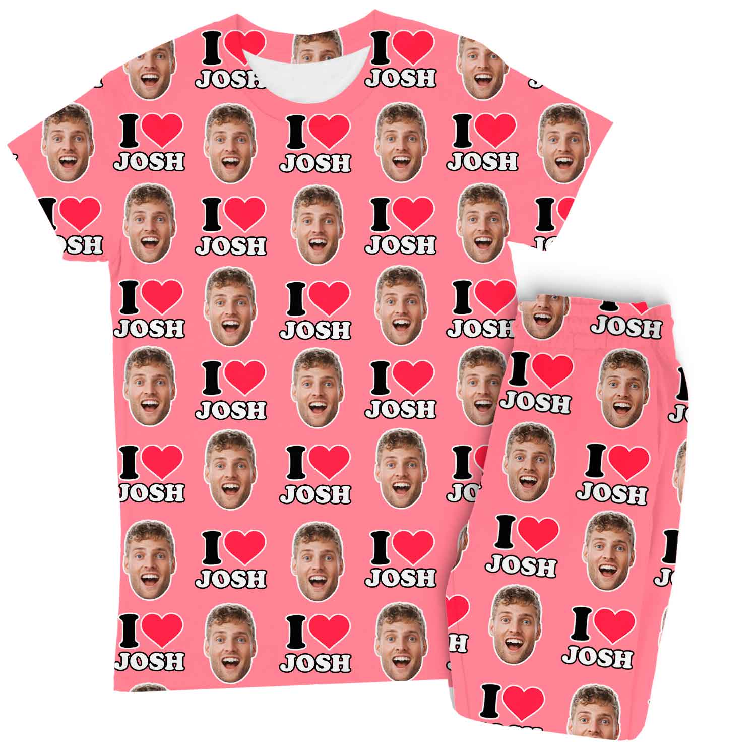 Women's I Heart Name & Face Custom Pajamas - Pants Set