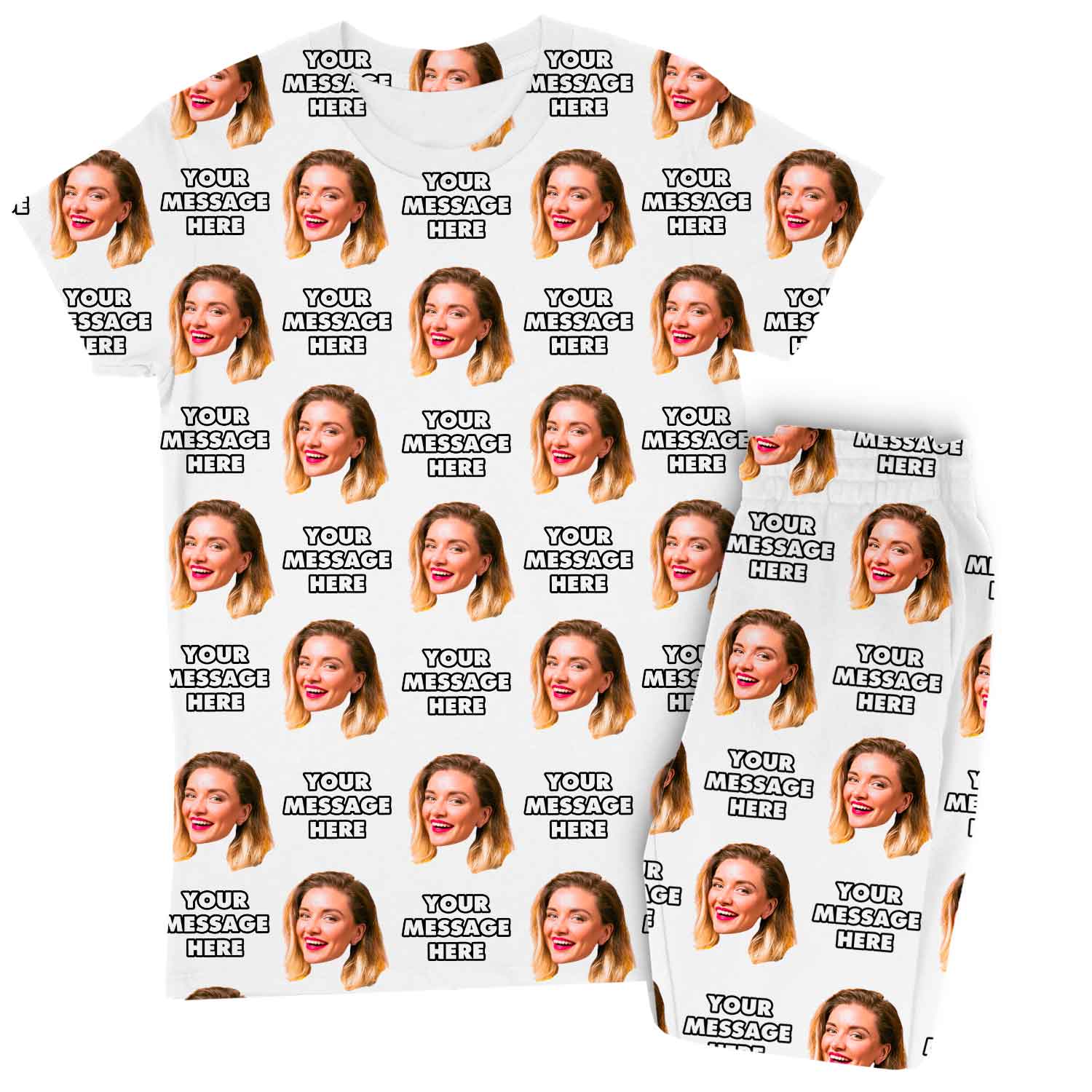 Women's Face & Message Custom Pajamas - Pants Set