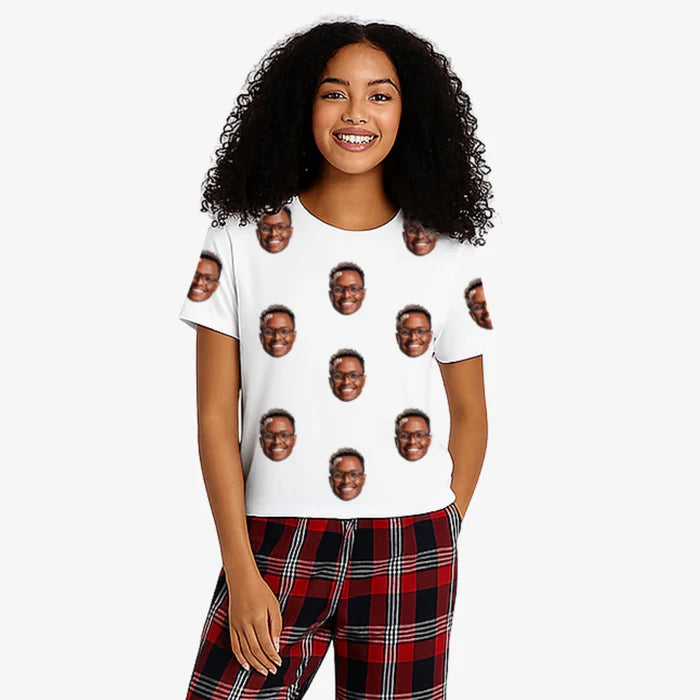 Women's Custom Face Pajamas - Tartan Trouser Set