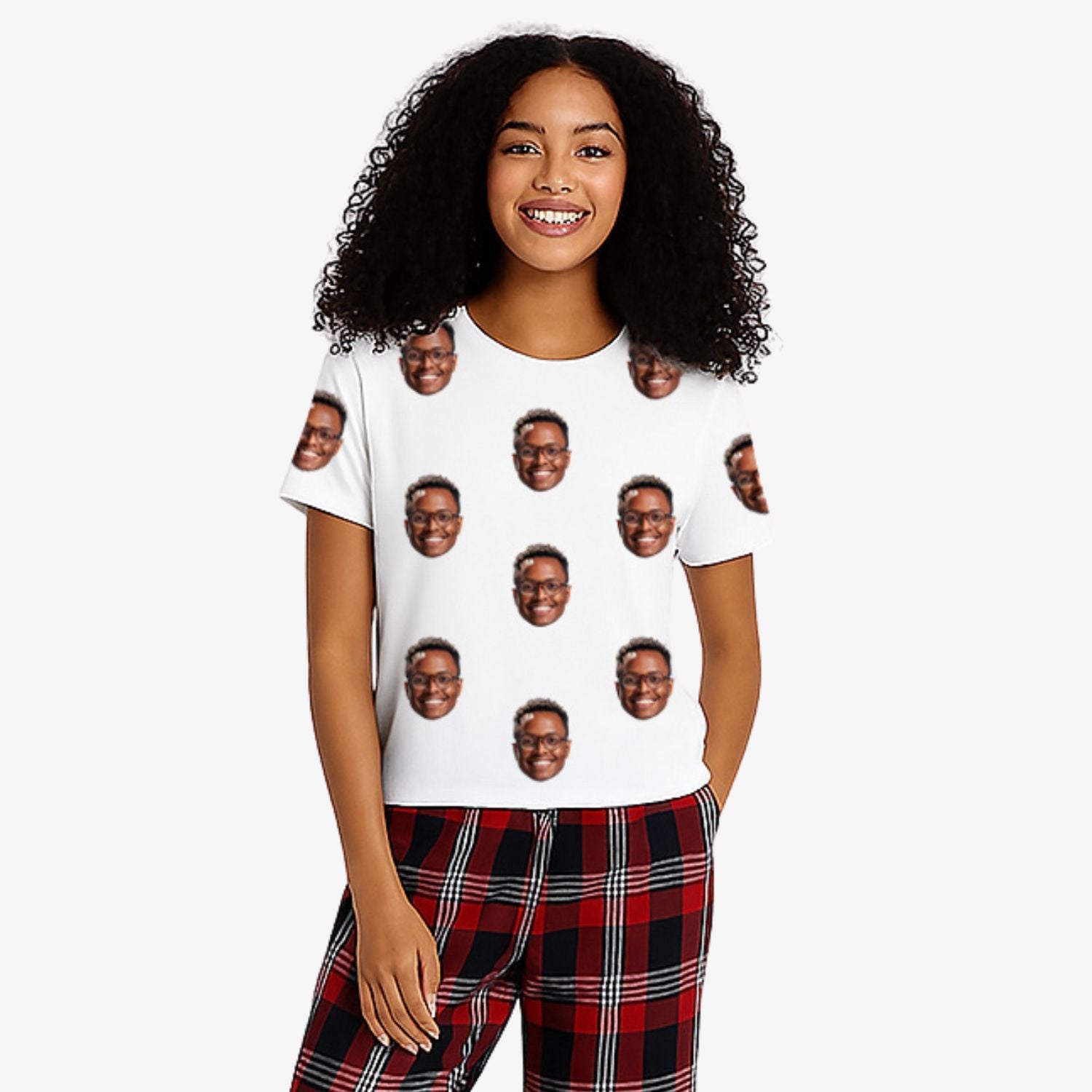 Women's Face Pajamas - Tartan Pants Set