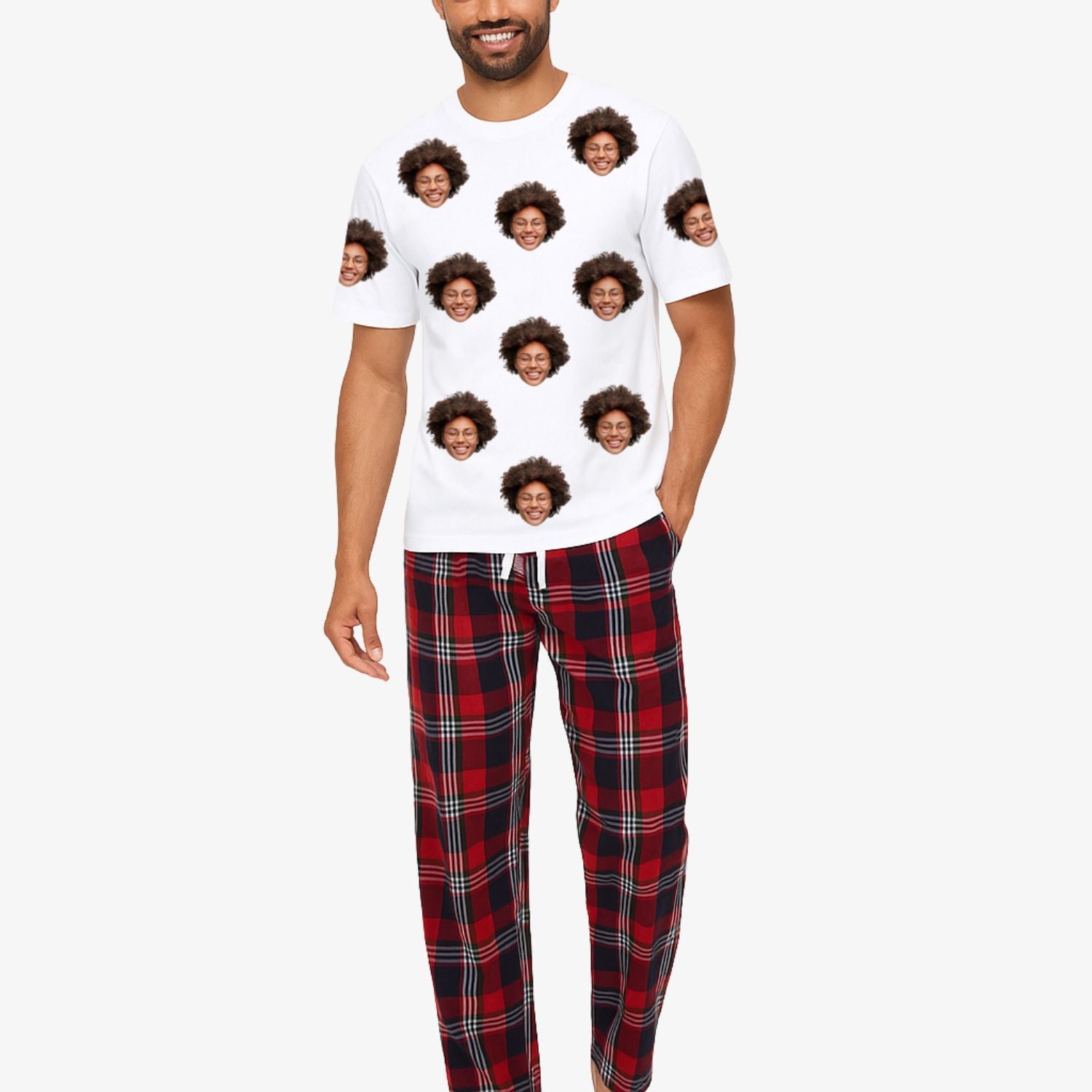 Men's Custom Face Pajamas - Tartan Trouser Set