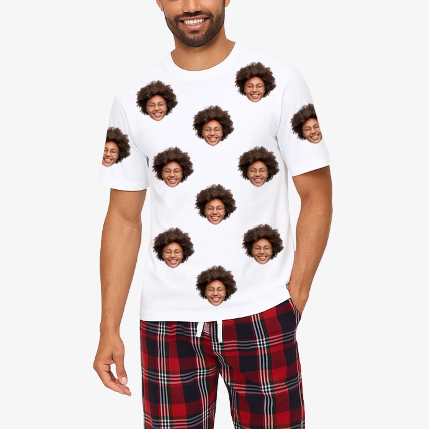 Men's Custom Face Pajamas - Tartan Trouser Set
