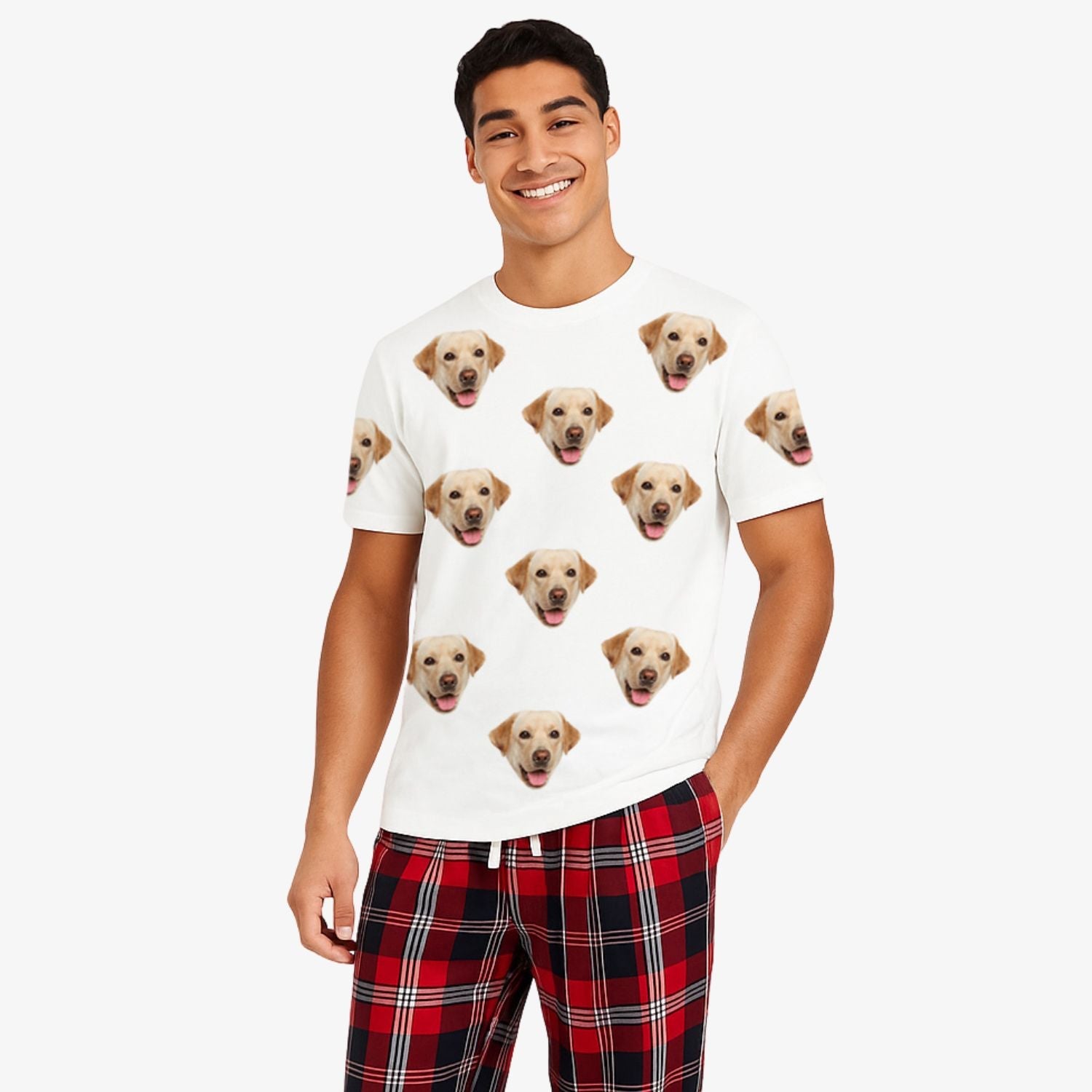 Men's Dog Pajamas Red Tartan Pants Set