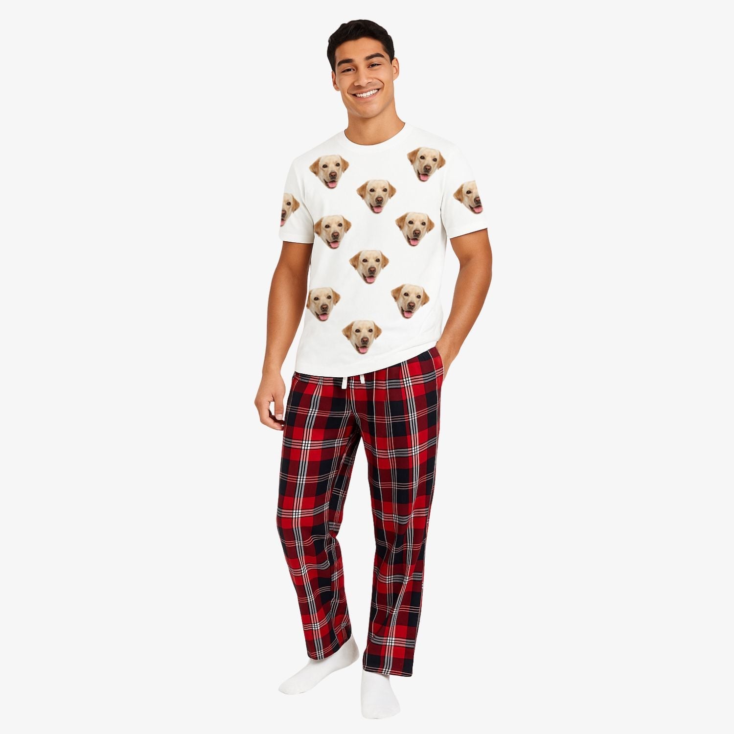 Men's Dog Pajamas - Red Tartan Pants Set