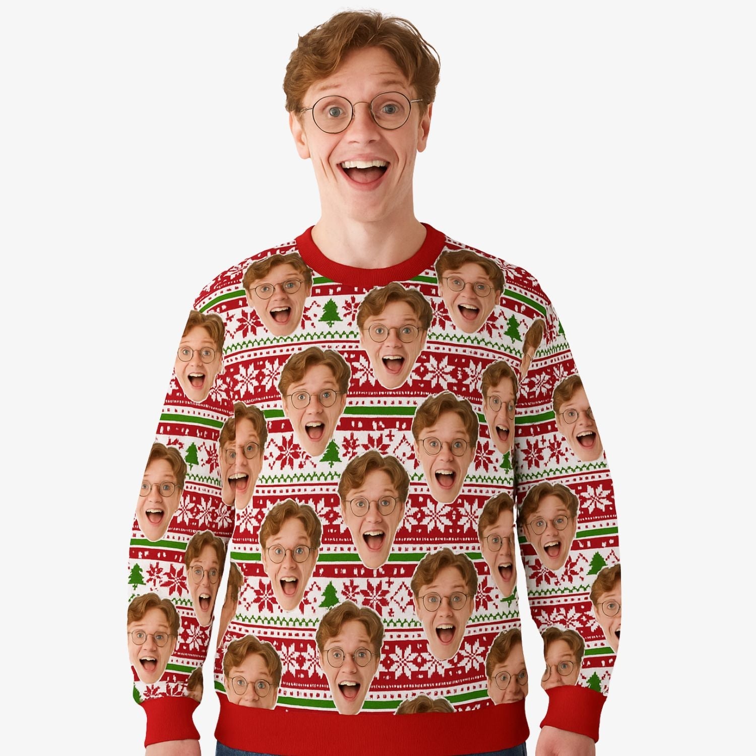 Your Face Nordic Snowflakes & Christmas Trees Personalized Jumper